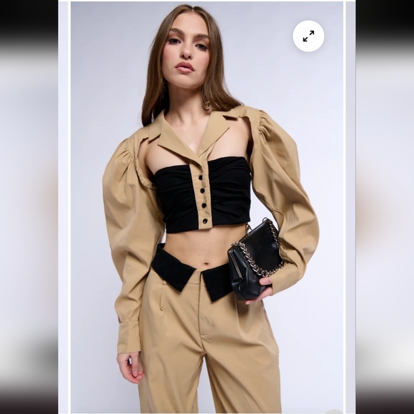 AKIRA Underground Button Down Crop Blouse Size XL - Picture 4 of 8